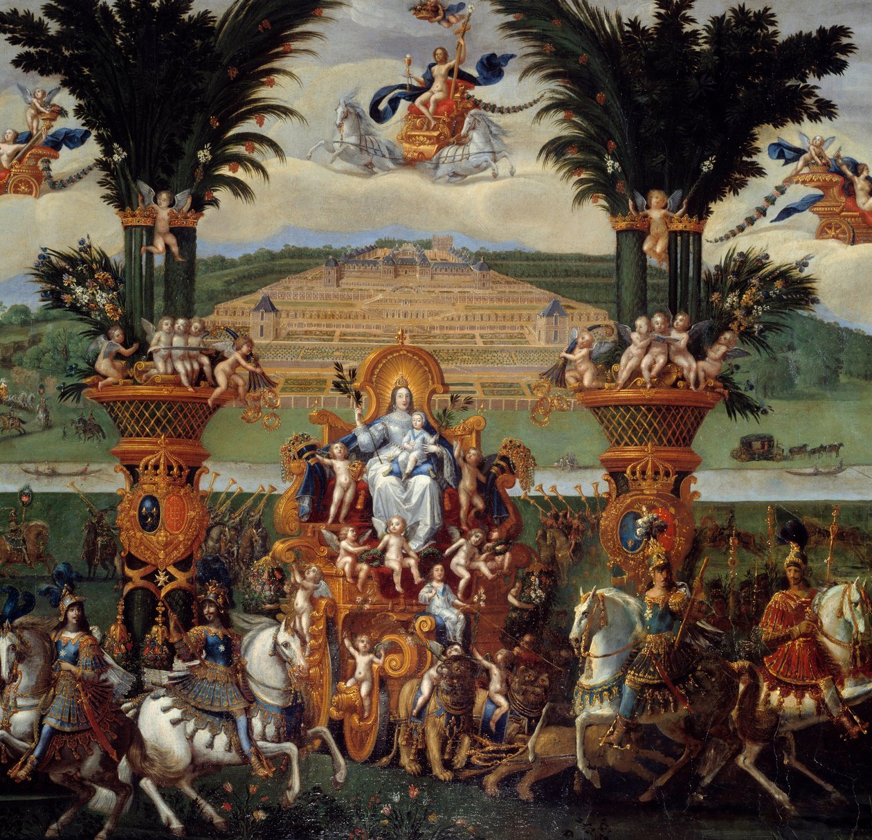 De fire elementene. Jorden (Center Detail). Olje på lerret. Mål: 4,22 x 1,14m. Maleri av Claude Deruet (1588-1662) av Claude Deruet