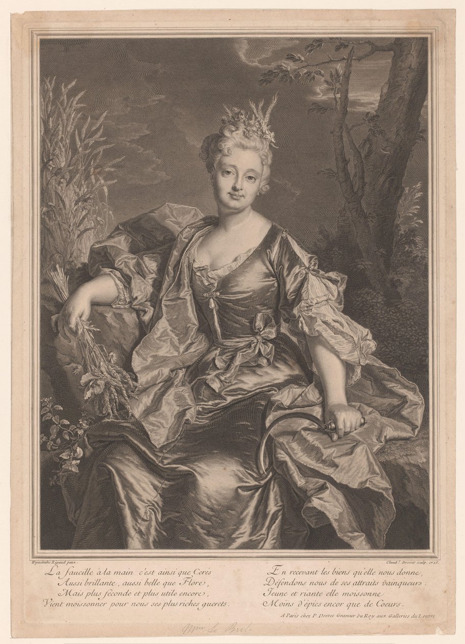 Portrett av Marguerite Henriette de La Briffe Le Bret som Ceres av Claude Drevet