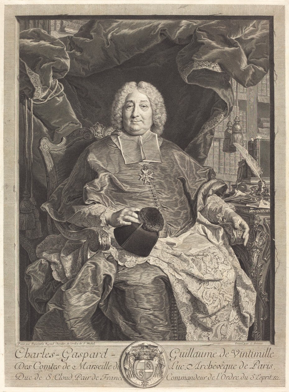 Charles-Gaspard-Guillaume de Ventimiglia du Luc, erkebiskop av Paris av Claude Drevet after Hyacinthe Rigaud