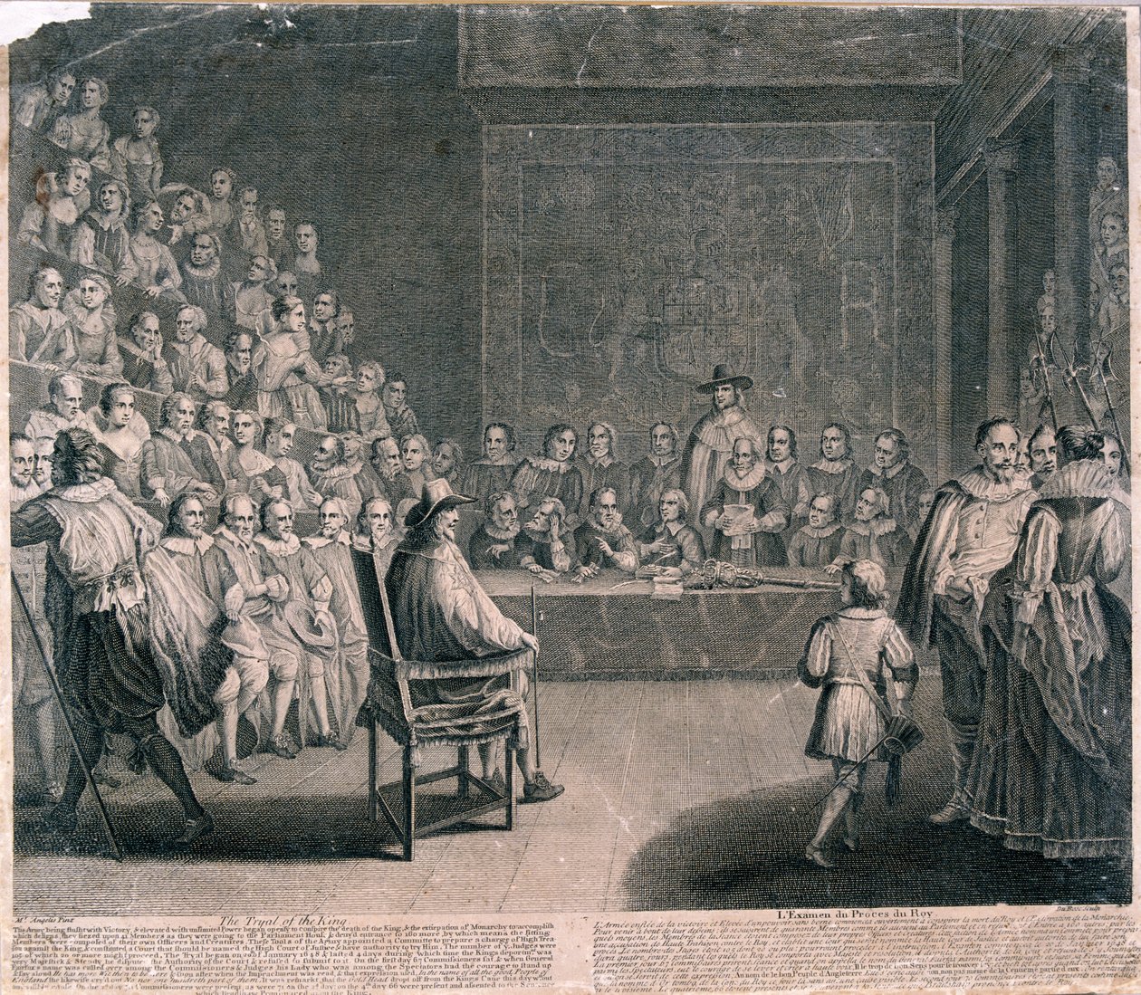 Rettssak mot kong Charles I, Palace of Westminster, c1725 av Claude Dubosc