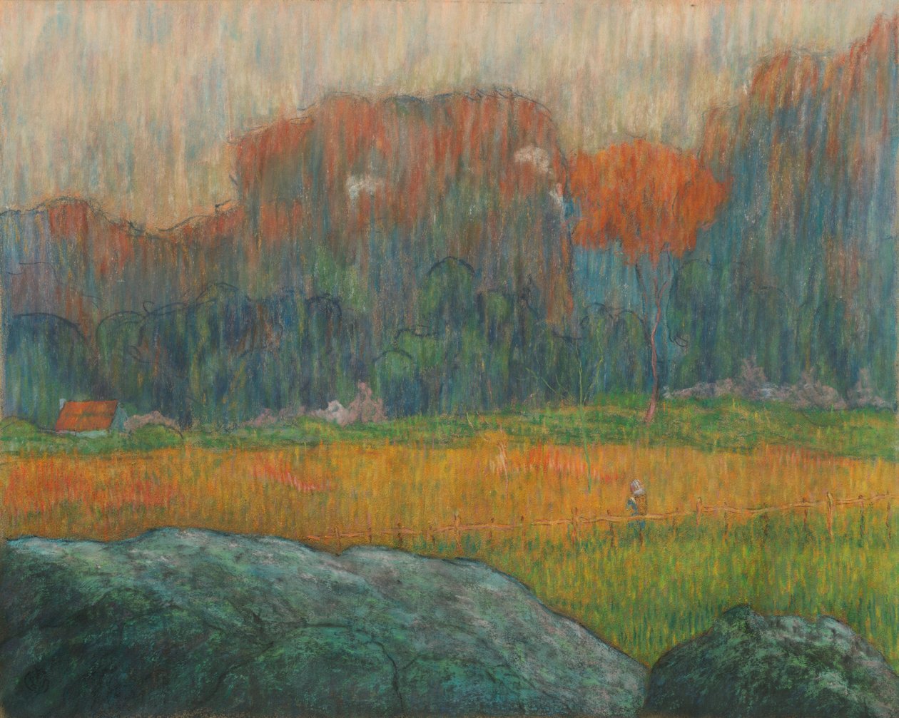 Landskap med figur og hus, ca. 1891. av Claude Emile Schuffenecker
