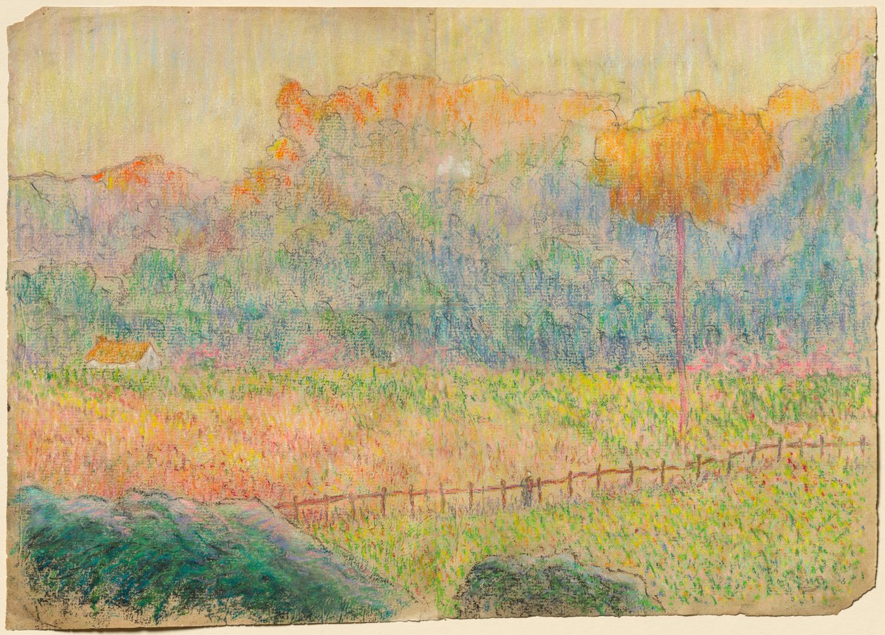 Studie for "Landskap med figur og hus" av Claude Emile Schuffenecker
