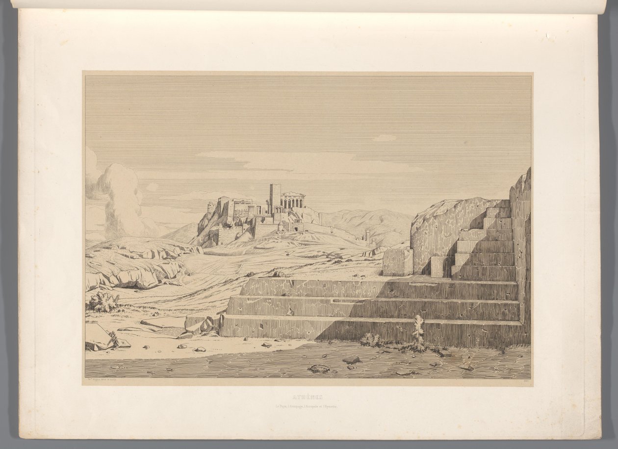 Utsikt over Athen Athen (tittel på objekt) Utsikt over de mest kjente stedene i antikkens Hellas (...) (serietittel) av Claude Félix Théodore Caruelle d