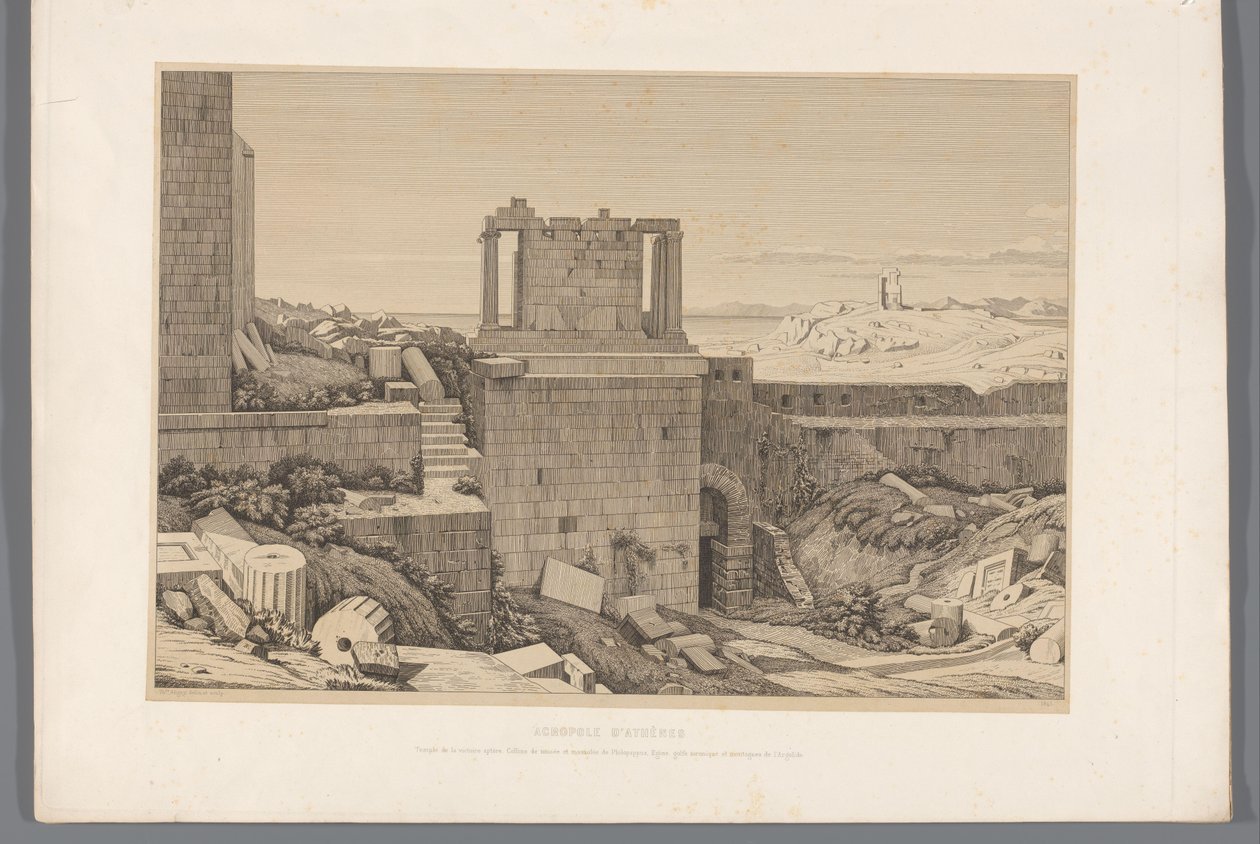 Utsikt over Akropolis van Athene Akropolis i Athen (tittel på objekt) Utsikt over de mest kjente stedene i antikkens Hellas (...) (serietittel) av Claude Félix Théodore Caruelle d