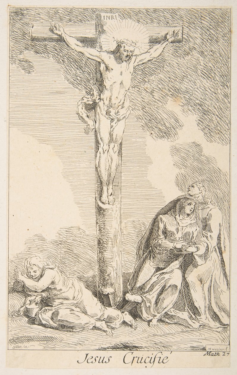 Crucifixion.nd Skapere: Claude Gillot, Jacques Gabriel Huquier. av Claude Gillot, Jacques Gabriel Huquier