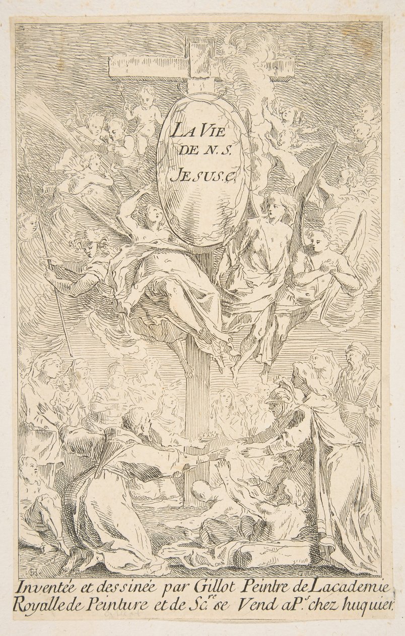 Frontispice til serien The Life of Christ.n.d. Skapere: Claude Gillot, Jacques Gabriel Huquier. av Claude Gillot, Jacques Gabriel Huquier