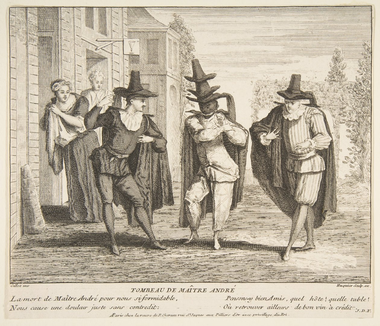 The Death of Maitre Andre.nd Skapere: Claude Gillot, Jacques Gabriel Huquier. av Claude Gillot, Jacques Gabriel Huquier