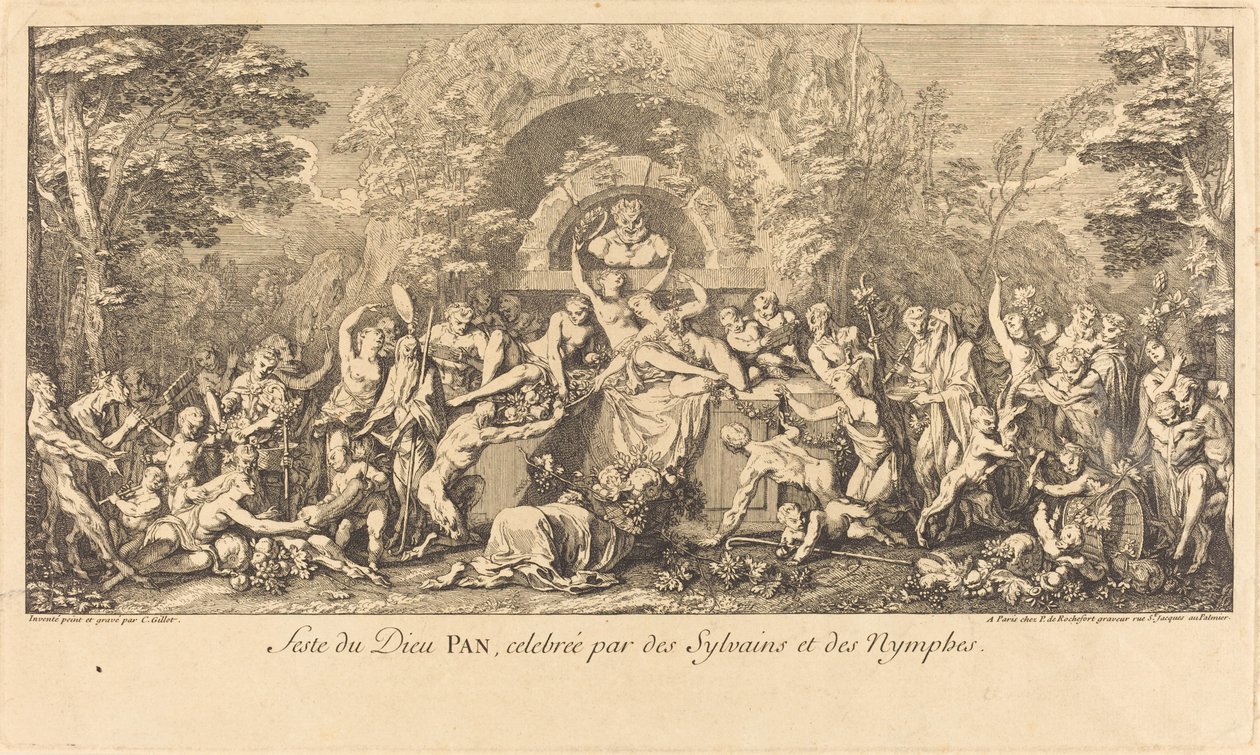 Feste du Dieu Pan, celebree par des Sylvains et des Nymphes (Feast of the God Pan feiret av Sylvans og Nymphs) av Claude Gillot
