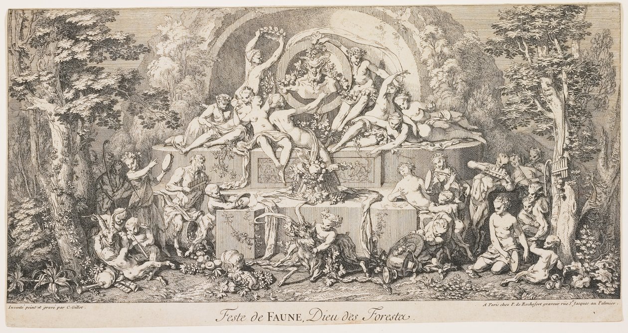 Festival of Fawn, God of the Forests, ca. 1740 av Claude Gillot