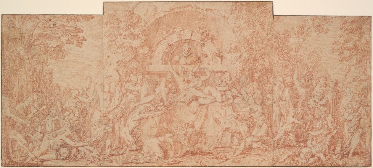Studie for Festival of the God Pan (La Fete du Dieu Pan) av Claude Gillot