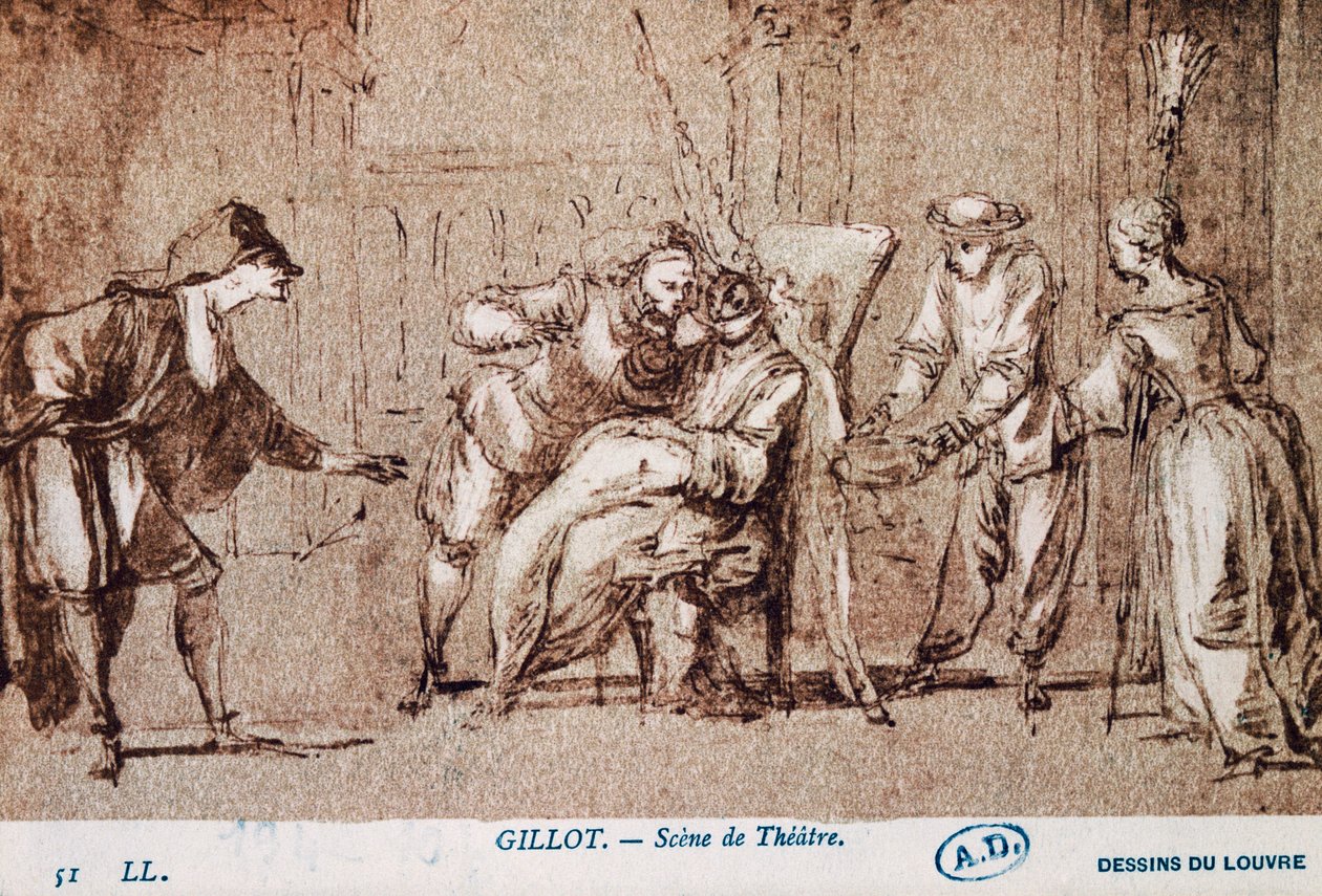 Teaterforestilling, tegning av Claude Gillot (1673-1722). Frankrike av Claude Gillot