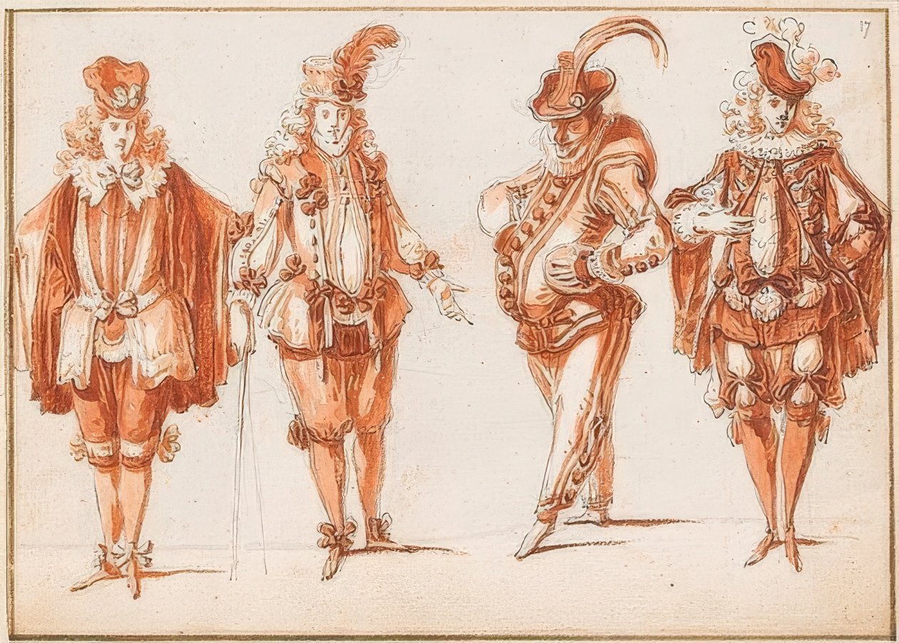 Fire kostymefigurer av Claude Gillot