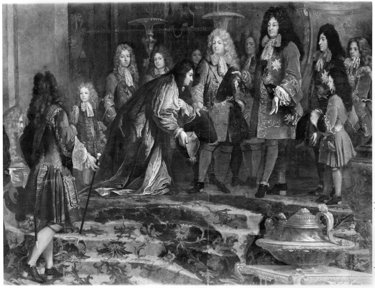 Dogen av Genova tilbyr sine unnskyldninger til Louis XIV (1638-1715) 15. mai 1685, 1715 (detaljer) av Claude Guy Halle