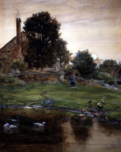 The Duck Pond (akvarell, blyant og kroppsfarge på papir) av Claude Hayes