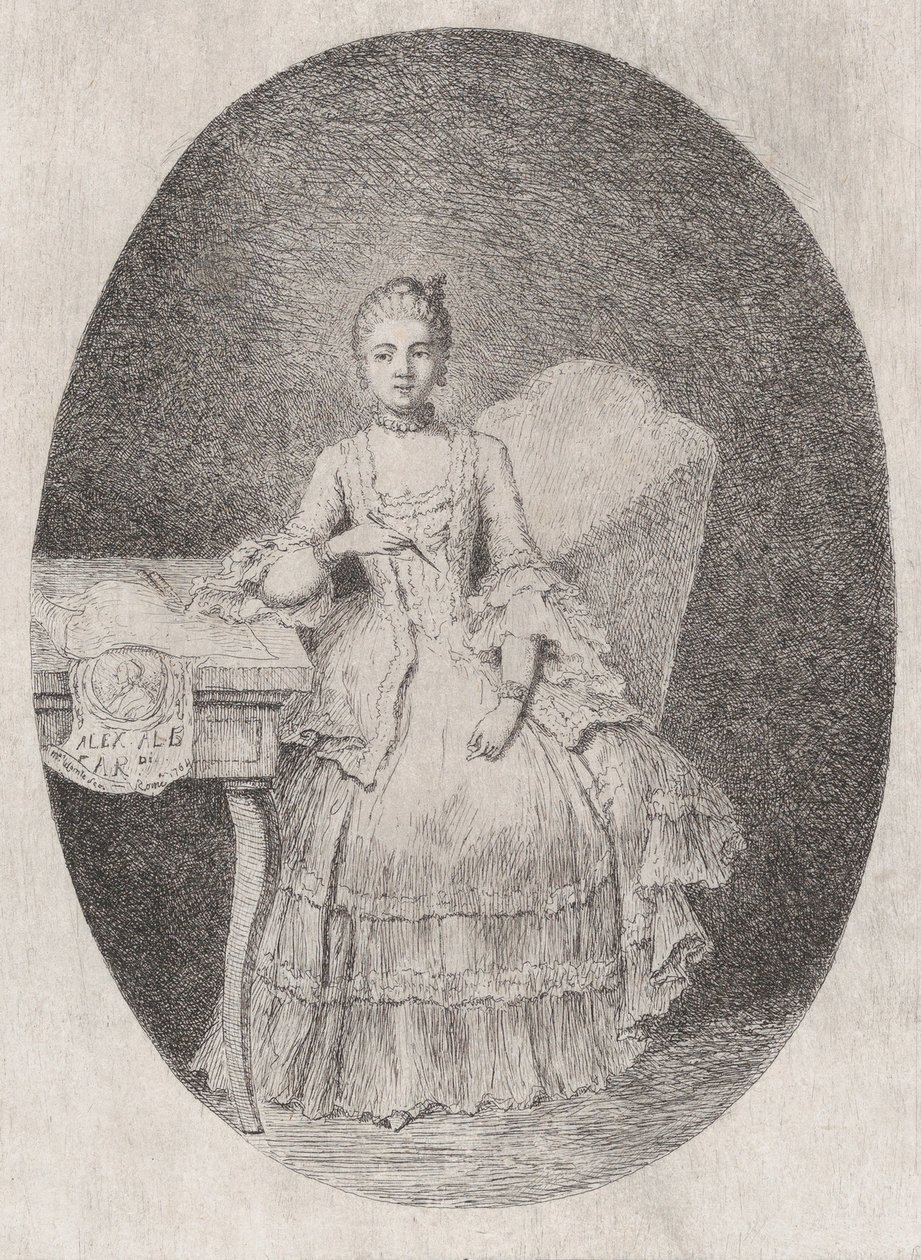 Portrett av Marguerite Le Comte, 1764. av Claude Henri Watelet
