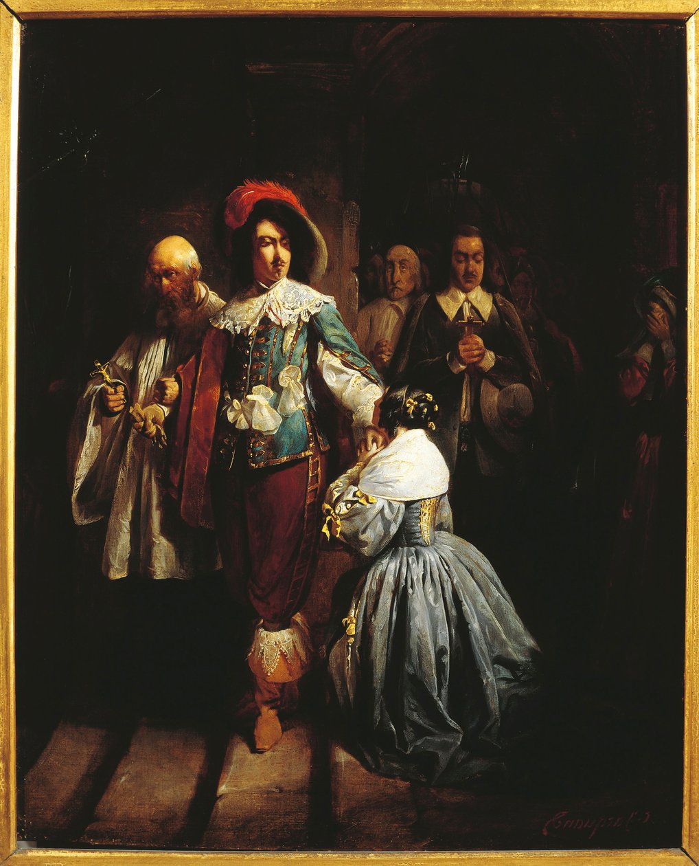 Charles I av England (1600-1649) Blir ført til døden. (olje på lerret) av Claude Jacquand