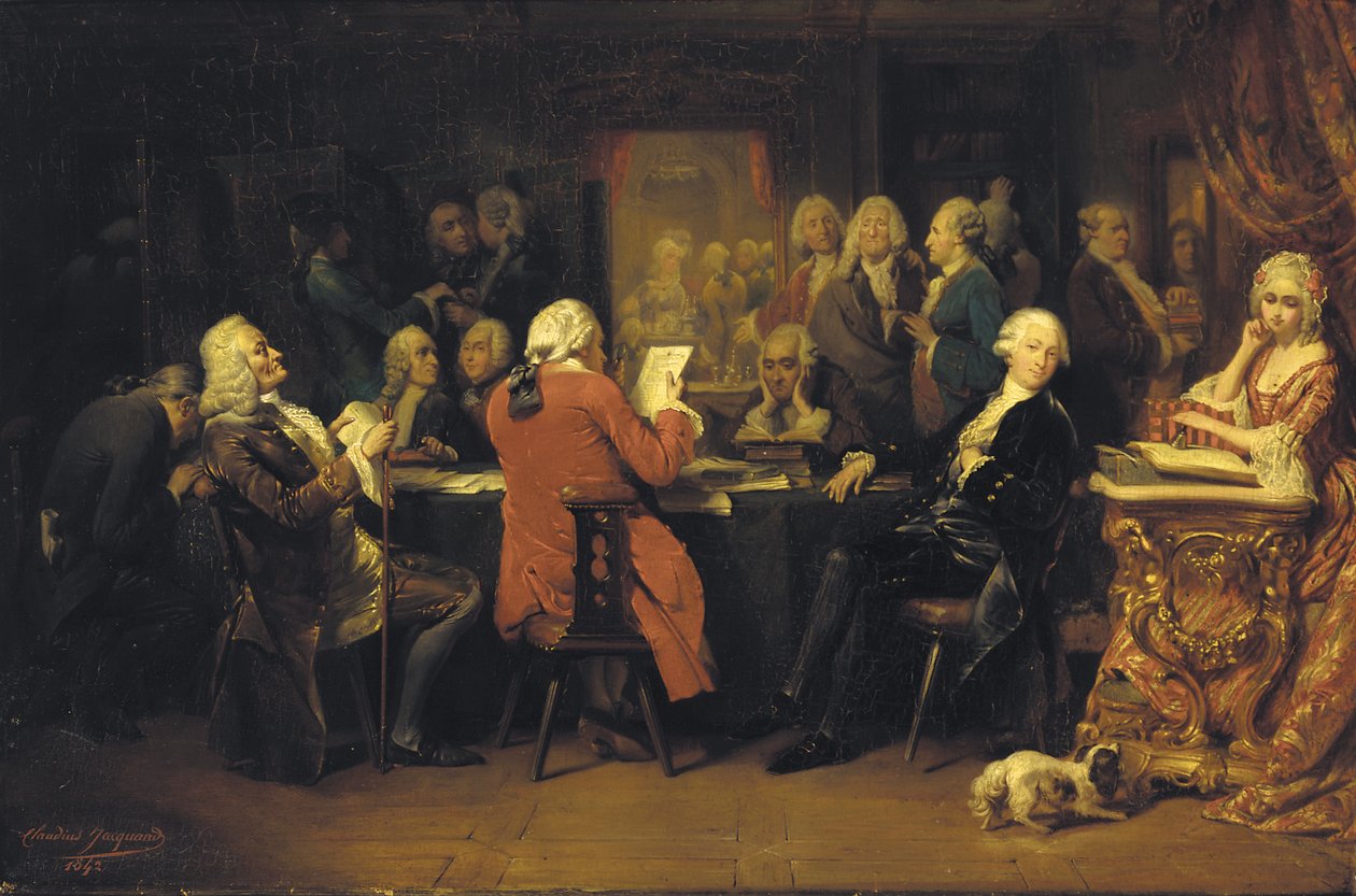 Voltaire på lesesalen på Procope av Claude Jacquand