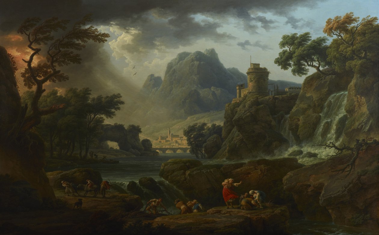 Et fjelllandskap med en storm som nærmer seg av Claude Joseph Vernet