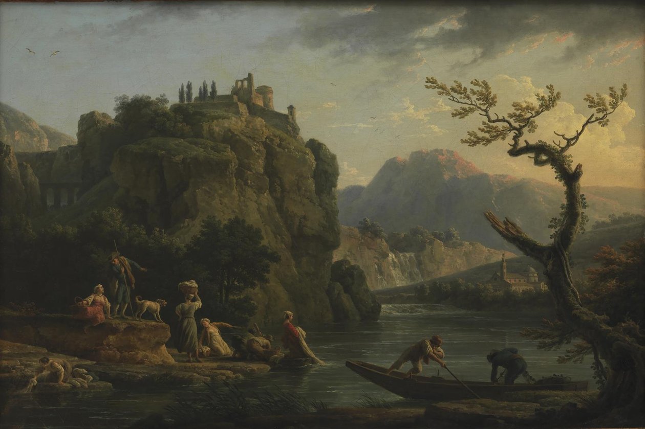 Et fjelllandskap med en elv av Claude Joseph Vernet