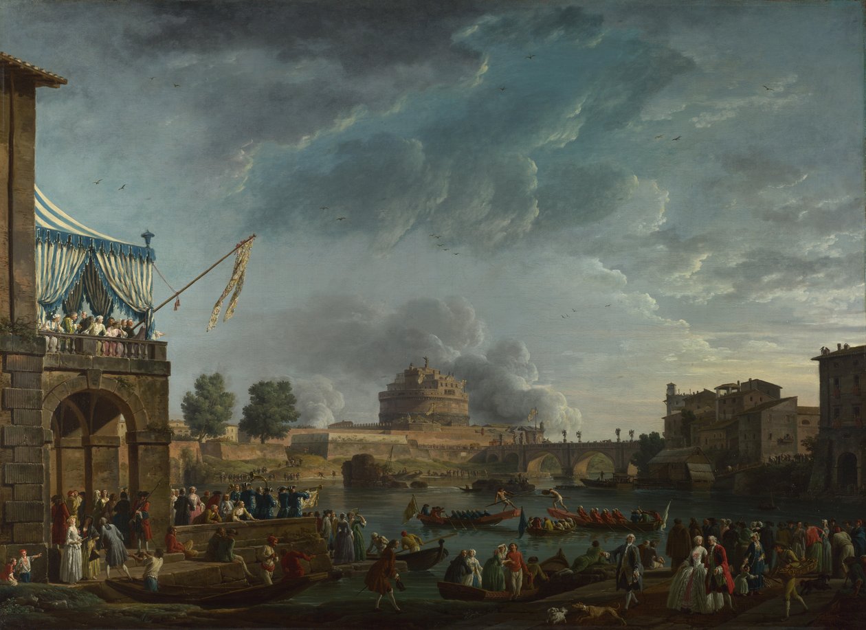 En sportskonkurranse på Tiberen i Roma, 1750 av Claude Joseph Vernet