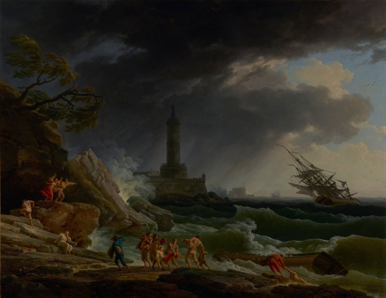 En storm på middelhavskysten av Claude Joseph Vernet