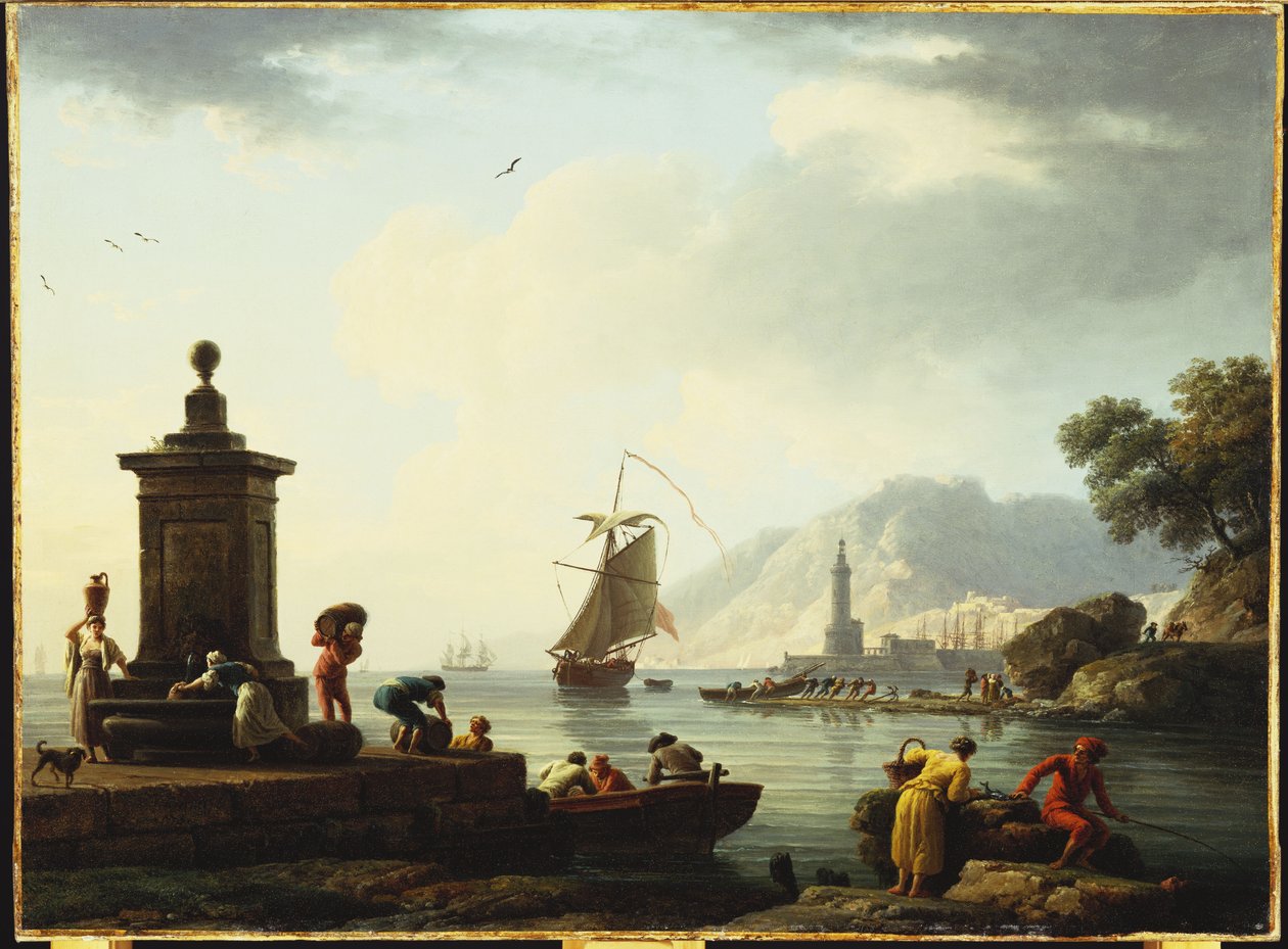 Utsikt over havnen i Genova, 1773 av Claude Joseph Vernet