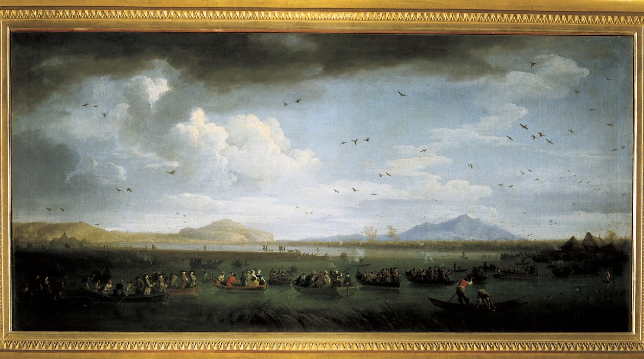 Charles de Bourbon jakter ender ved Lake Patria, maleri av Joseph Vernet av Claude Joseph Vernet