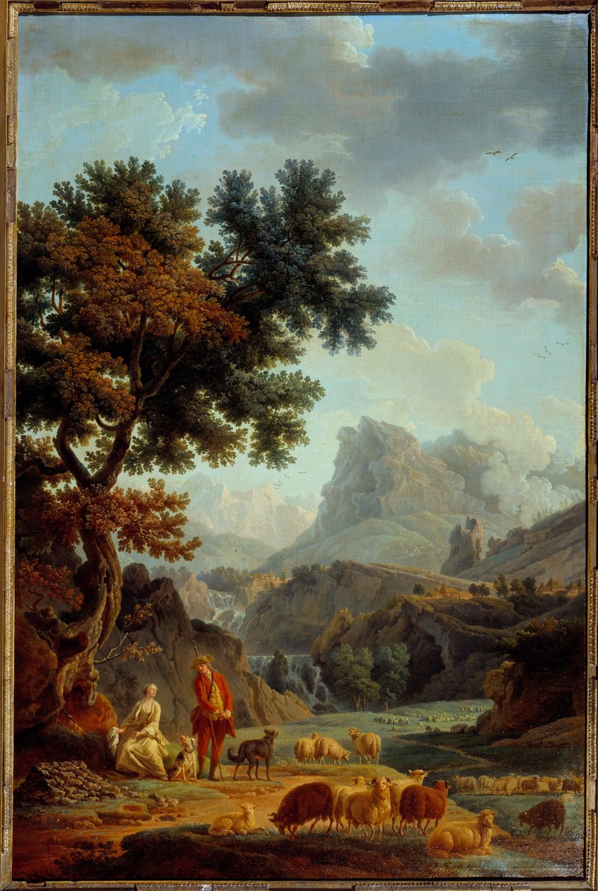 Gjeterinnen i Alpene Maleri av Joseph Vernet av Claude Joseph Vernet