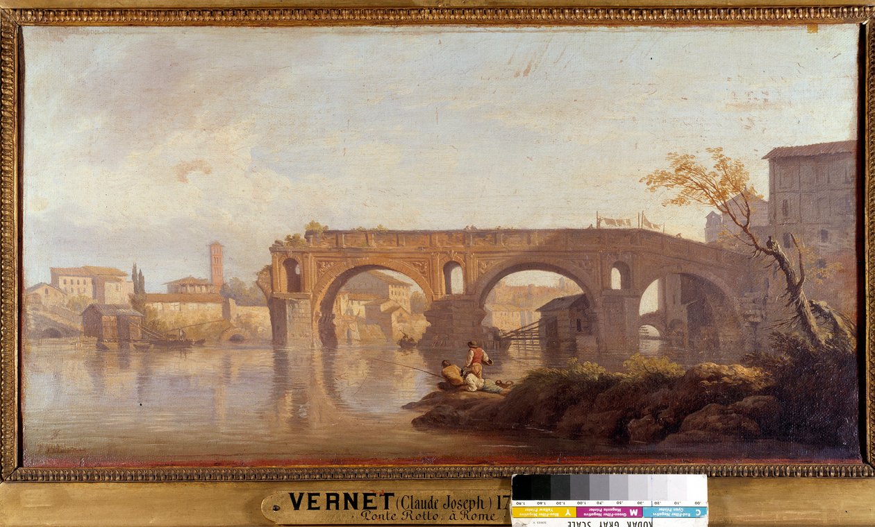 Le Ponte Rotto et Roma-maleri av Joseph Vernet (1714-1789) 1700-talls søn. 0,4x0,77 m . av Claude Joseph Vernet