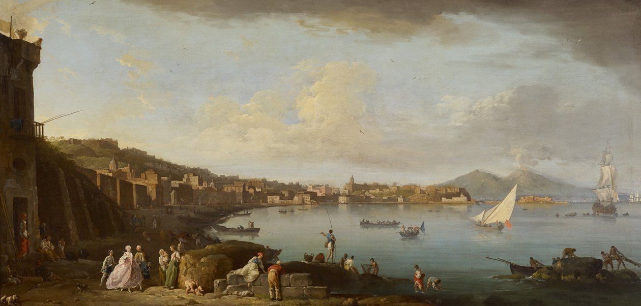 Napoli, utsikt over bukten fra sør, ca. 1742 (olje på lerret) av Claude Joseph Vernet