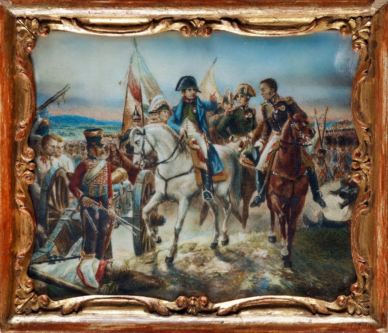 Napoleon i slaget ved Friedland (1807) - Vernet, Claude Joseph (1714-1789) - Akvarell, Gouache på horn - 8x9,5 - Privat samling av Claude Joseph Vernet