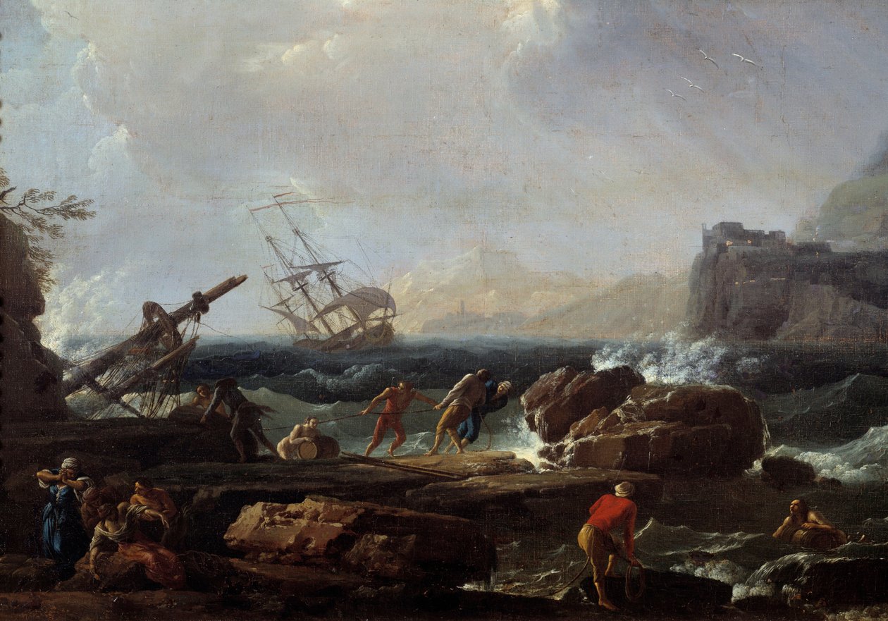 Scene for forlis Maleri av Joseph Vernet (1714-1789) Montpellier fra 1700-tallet, Musee Fabre av Claude Joseph Vernet