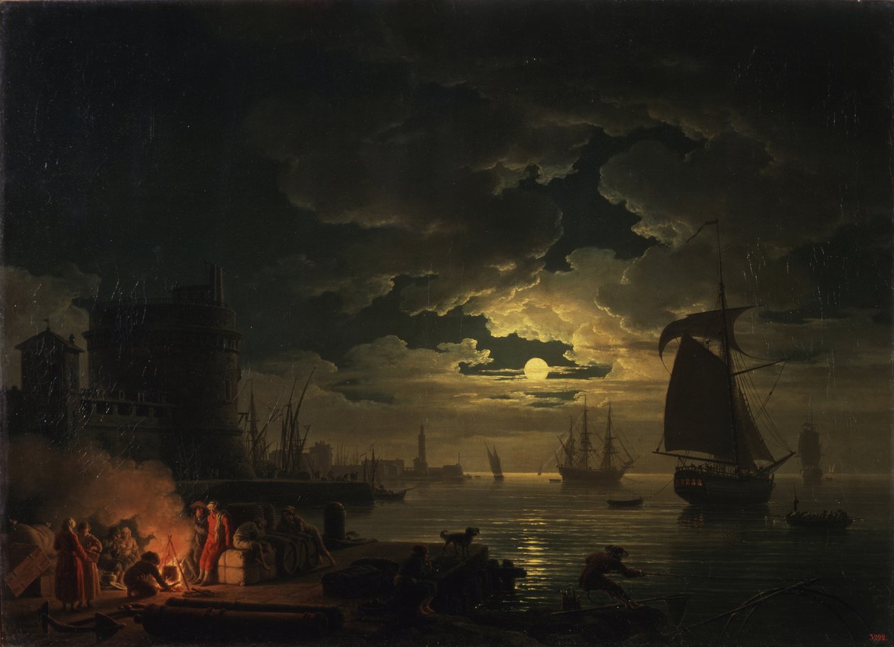 Havnen i Palermo i måneskinn, 1769 av Claude Joseph Vernet