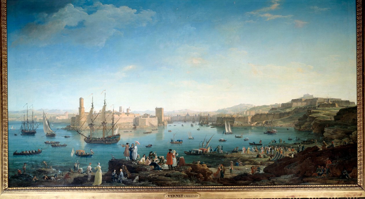 Innslippet av havnen i Marseille i 1754. Maleri av Joseph Vernet (1714-1789) av Claude Joseph Vernet