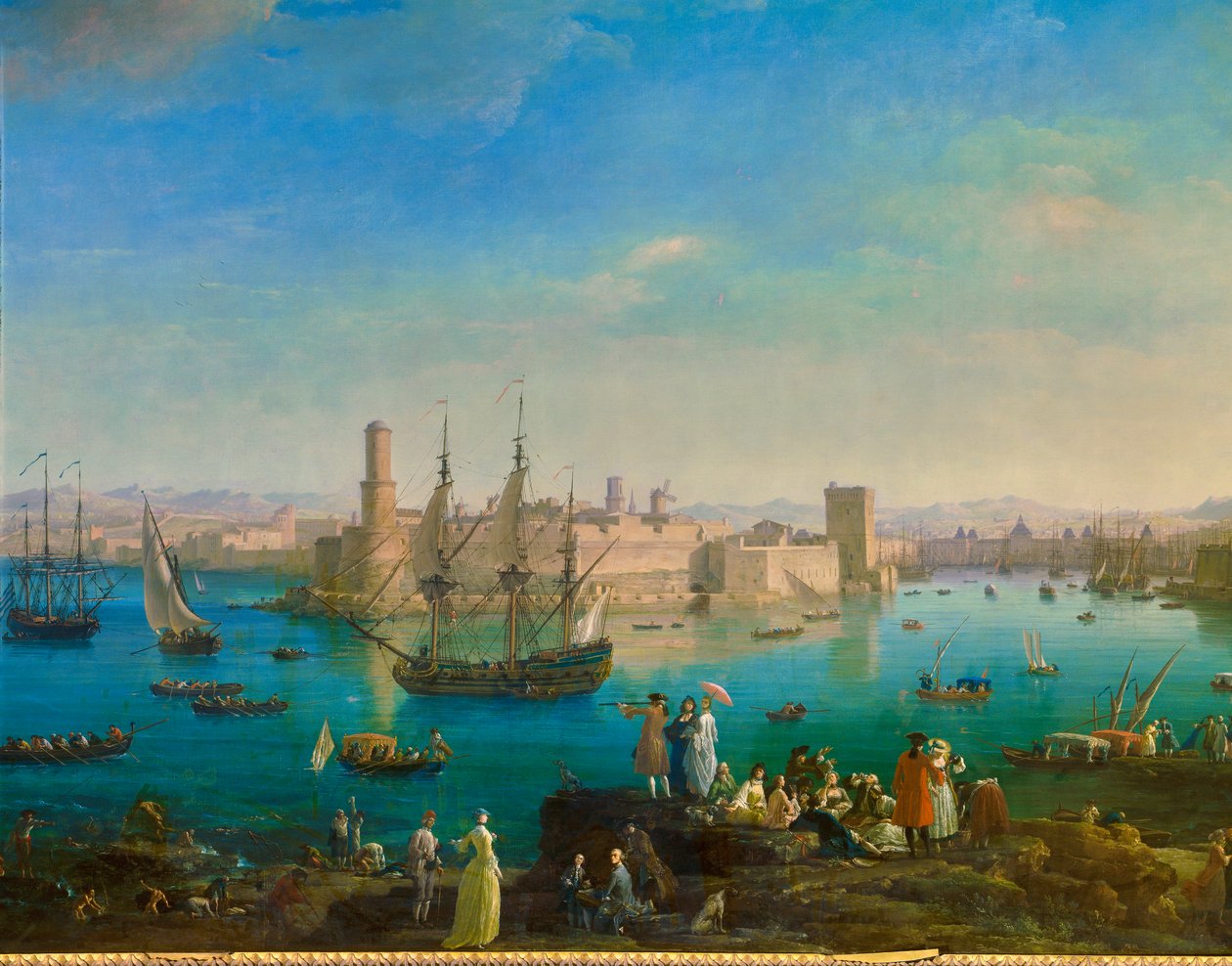 Innslippet av havnen i Marseille i 1754. Maleri av Joseph Vernet (1714-1789) detalj av Claude Joseph Vernet