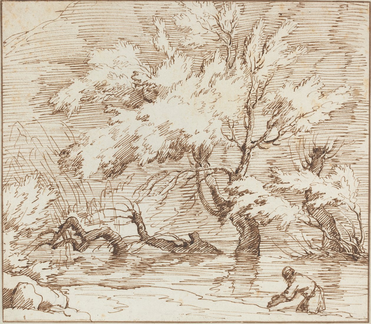 Trær reflektert i en bekk av Claude Joseph Vernet