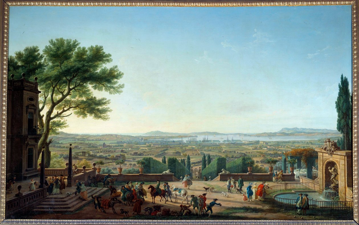 Utsikt over havnen og byen Toulon Maleri av Joseph Vernet (1714-1789) Søn fra 1700-tallet. 1,65x2,63 m av Claude Joseph Vernet