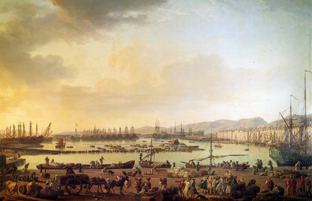 Utsikt over havnen i Toulon Maleri av Joseph Vernet (1714-1789) Paris fra 1700-tallet, Musee de la Marine av Claude Joseph Vernet