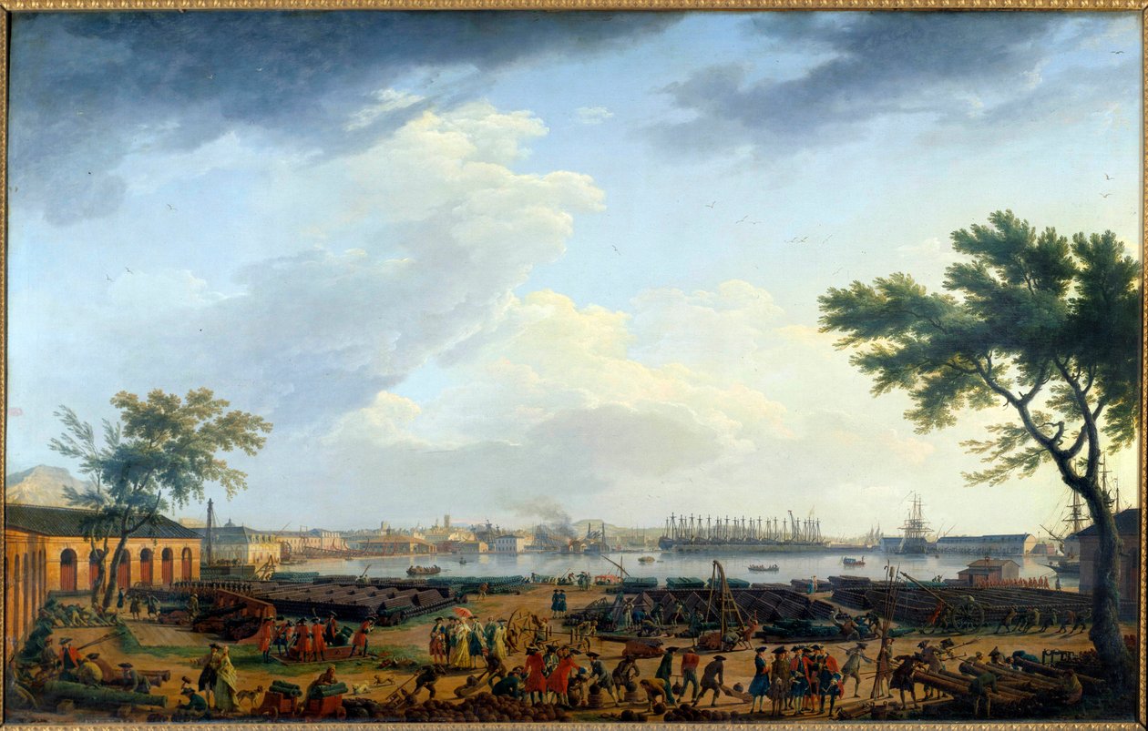 Utsikt over havnen i Toulon og Arsenal-maleriet av Joseph Vernet (1714-1789) 1700-tallet. Paris, Marinemuseet av Claude Joseph Vernet