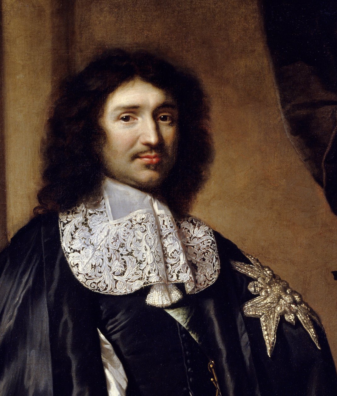 Detalj av: "" Portrett av Jean Baptiste (Jean-Baptiste) Colbert (1619-1683) Louis XIVs minister"" Maleri av Claude Lefebvre (1632-1675). 1666 søn. 1,3x0,96 m av Claude Lefebvre