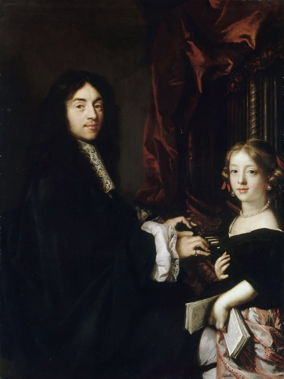 Portrett av organisten Charles Couperin 1638-1678 med datteren av Claude Lefebvre