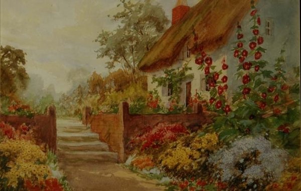 Cottage Garden Scene av Claude Leighton Fisher