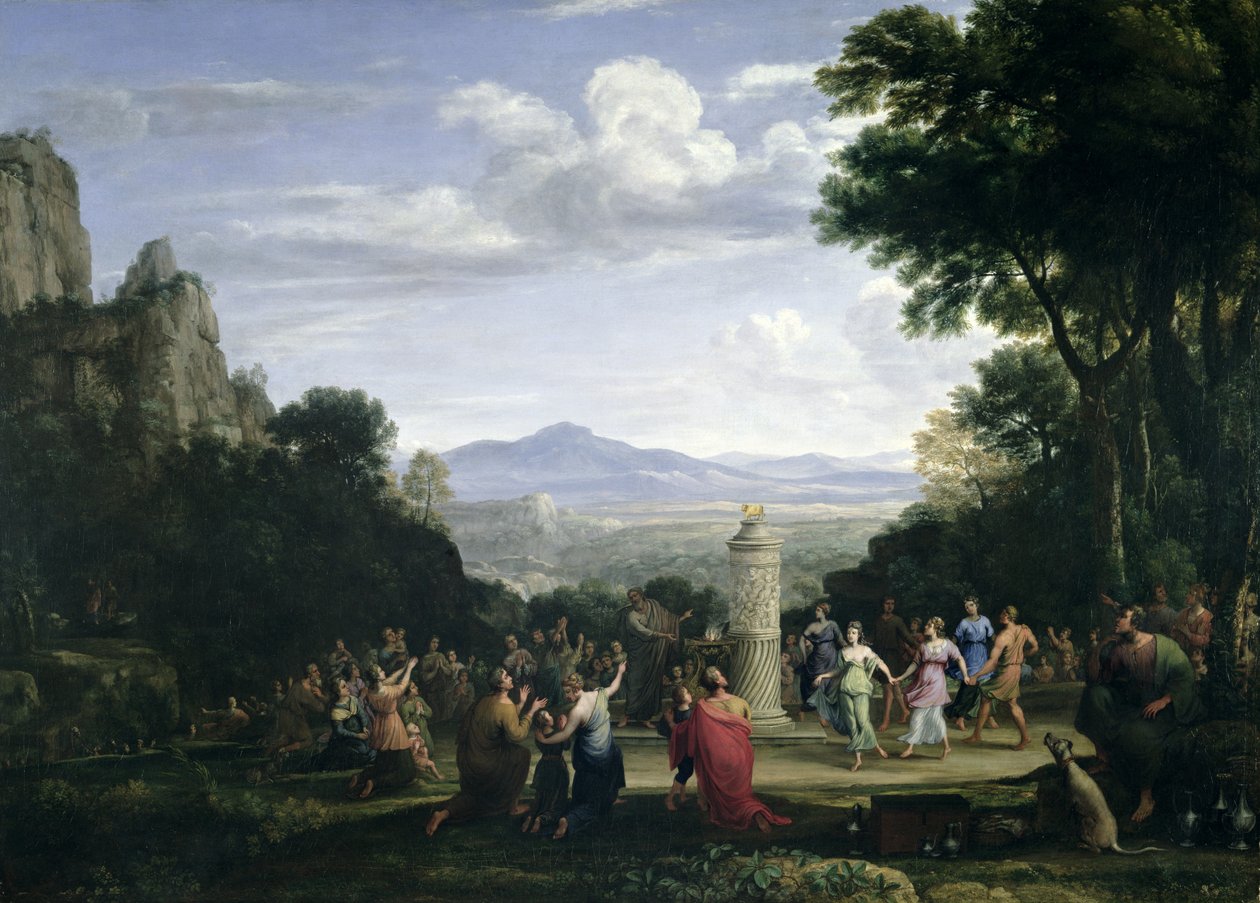 Tilbedelsen av gullkalven av Claude Lorrain (1600-82)