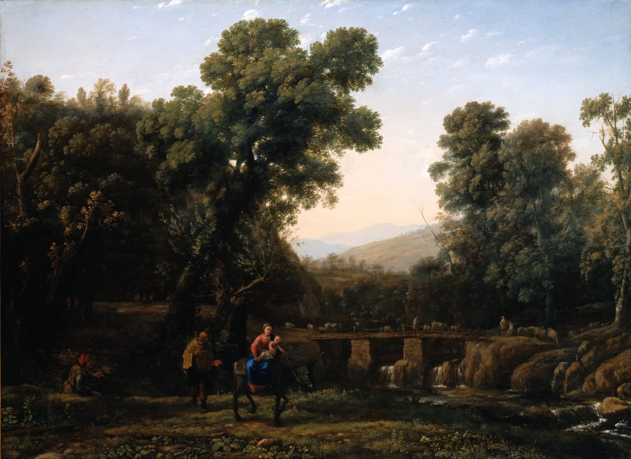 The Flight Into Egypt (olje på lerret) av Claude Lorrain (1600 82)