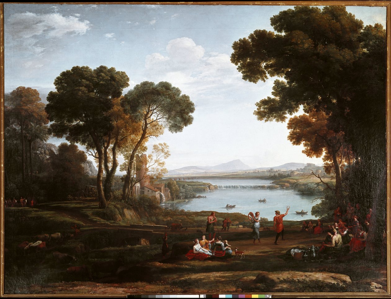 Landskap med dansende figurer (olje på lerret av Claude Lorrain