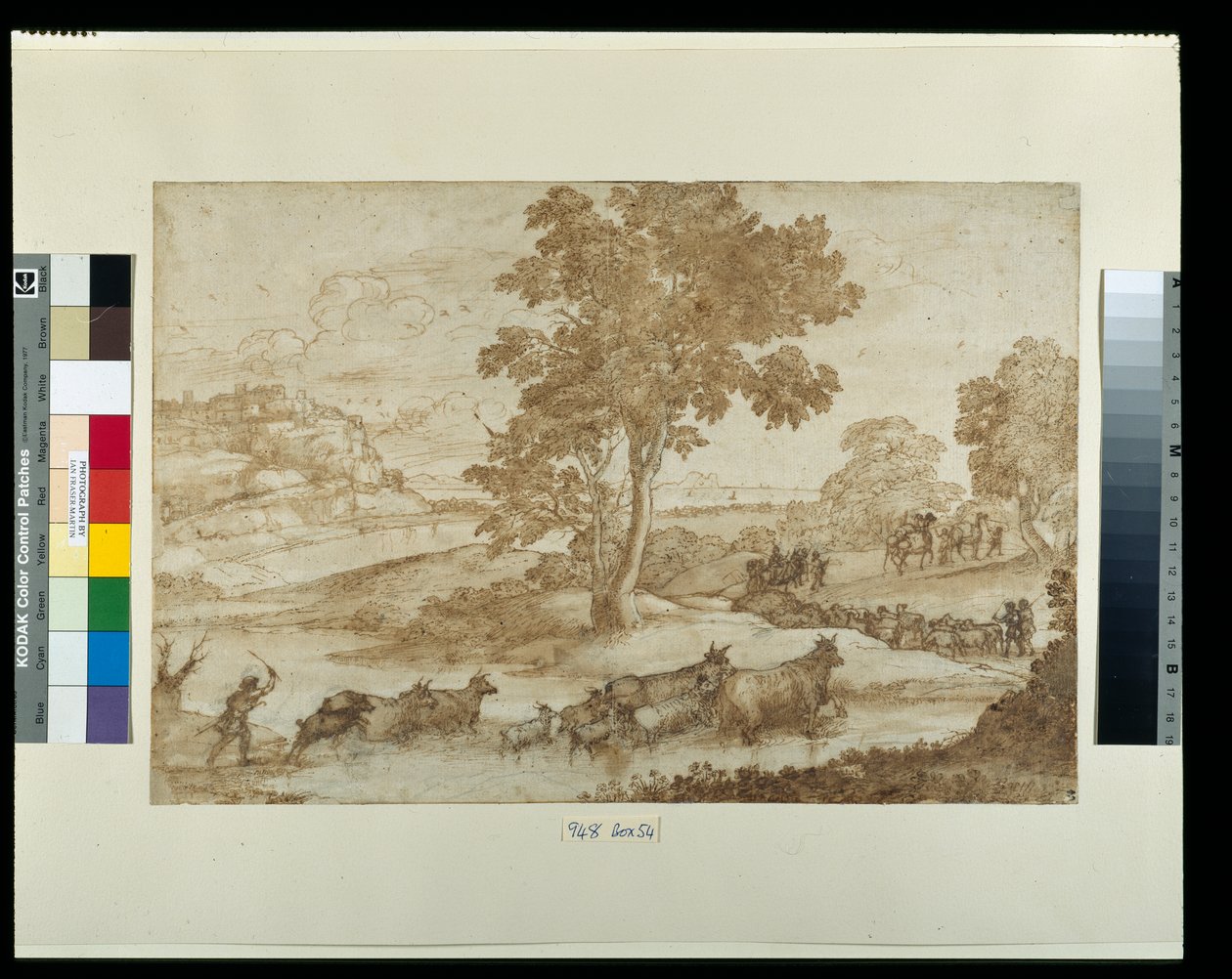 Landskap med Jakobs reise (penn og blekk med vask på papir) av Claude Lorrain