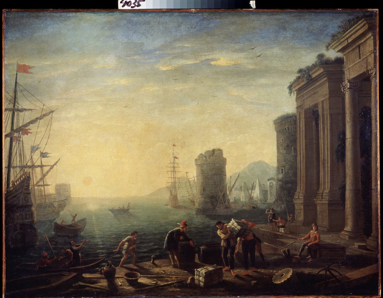 Morgen i havnen. Morgen i havnen. Maleri av Claude Gellee, kjent som Le Lorrain (1600-1682). Olje på lerret av Claude  Lorrain