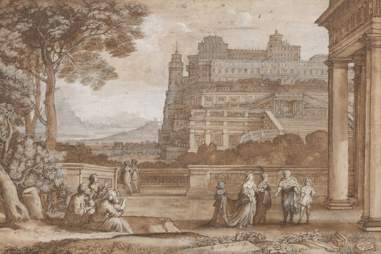 Dronning Ester nærmer seg Ahasverus-palasset av Claude Lorrain (1600 82)