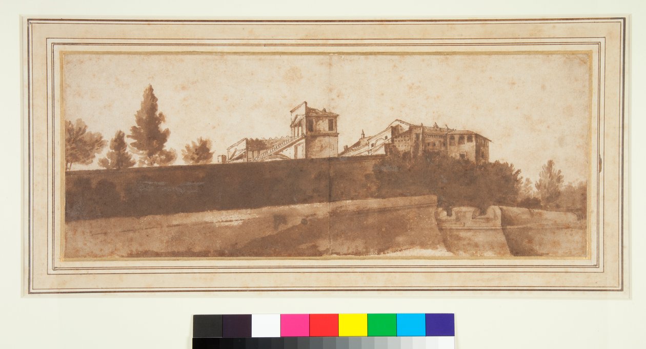 Utsikt over Belvedere og Vatikanets festningsverk av Claude Lorrain