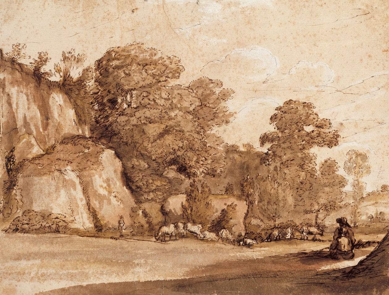 En steinete åsside av Claude Lorrain